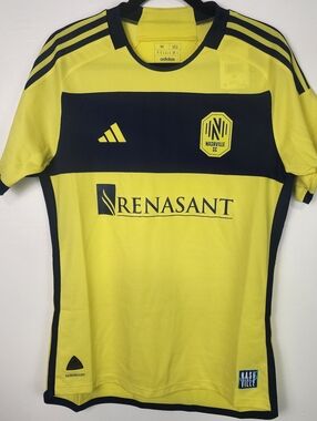 Adidas Nashville SC Men’s Yellow & Navy Soccer Jersey New 615 Home $150